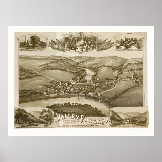 Valley Forge, PA Panoramic Map - 1890 Poster (Vorne)