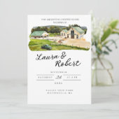 Valley Hill Farm Massachusetts Wasserfarbe Einladu Einladung (Stehend Vorderseite)