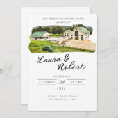 Valley Hill Farm Massachusetts Wasserfarbe Einladu Einladung (Vorne/Hinten)