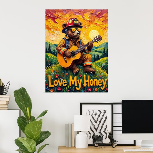 Valley Vista Vibes: Bear's Honeyed Harmony Poster (Heimbüro)