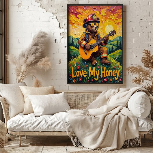 Valley Vista Vibes: Bear's Honeyed Harmony Poster