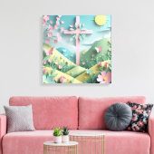 Valley with the Cross Art Print Leinwanddruck (Insitu (Wohnzimmer))