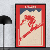 Valloire, Haute Maurienne, Savoie France Retro Ski Poster