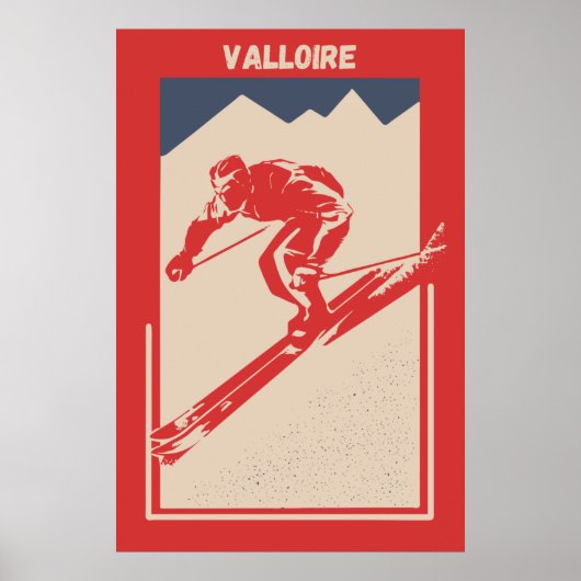 Valloire, Haute Maurienne, Savoie France Retro Ski Poster (Vorne)