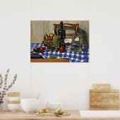 Vallotton: Stillleben mit Blue Schachbrett Tablecl Poster (Küche)