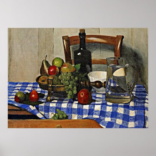 Vallotton: Stillleben mit Blue Schachbrett Tablecl Poster (Vorne)