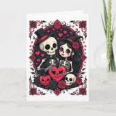 Valloween liebendes Skelett-Paar Karte (Vorderseite)