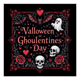 Valloween oder Ghoulentines Day Veranstaltung Poster