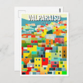 Valparaiso Chile Abstrakt Zeichnend Postkarte (Vorne/Hinten)