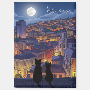 Valparaiso Chile Katzen in der Nacht Magnet