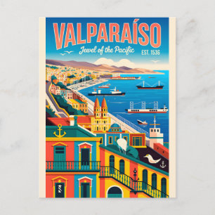 Valparaíso Chile Retro-Reiseposter-Kunst Postkarte