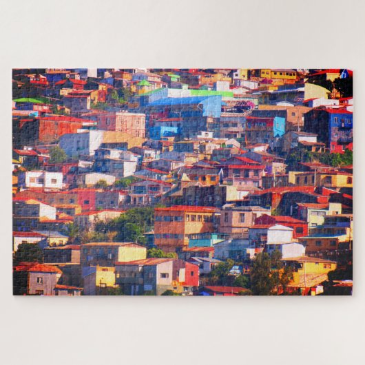 Valparaiso farbige Gebäude Puzzle (Horizontal)