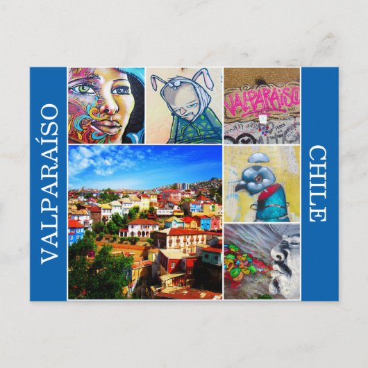Valparaíso farbige Kunst Postkarte (Vorderseite)