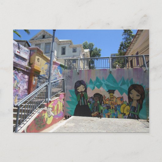 Valparaíso Straße Grafitti Postkarte (Vorderseite)