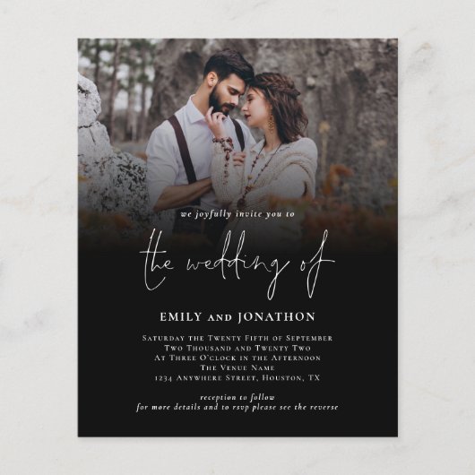 Value Foto Script QR Code Wedding Black Invite Flyer (Vorne)