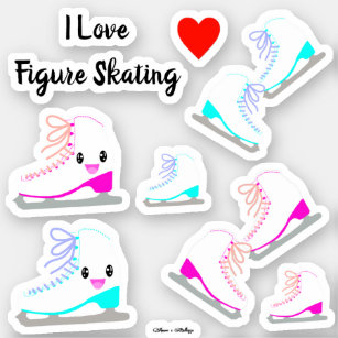 VALUE Ice Skaten Niedliche Zusammenstellung Rosa/B Aufkleber