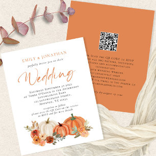 Value Pumpkins Fall Florals QR Wedite Einladung Flyer