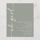 Value Script Oh Girl Sage Baby Dusche Flyer (Vorne)