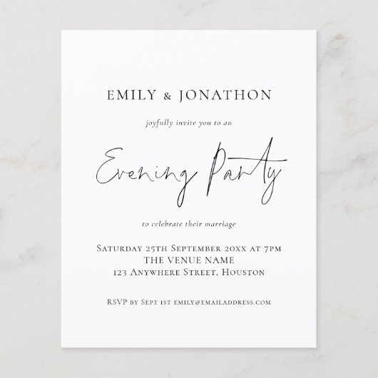 Value Script Wedding Abend Party Einladung Flyer (Vorne)