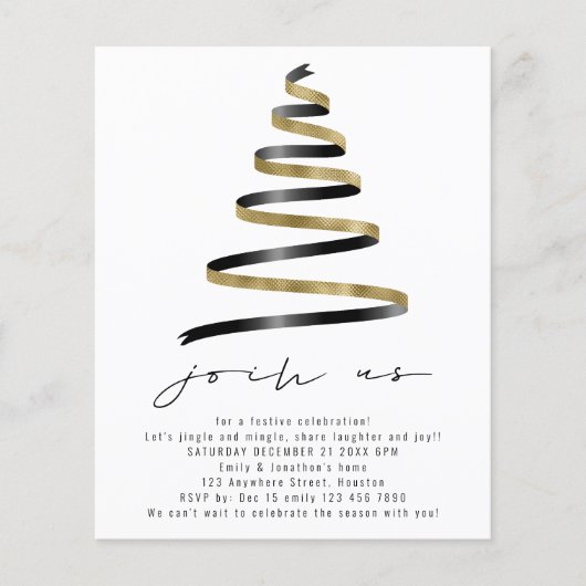 Value Simple Gold Black Tree Weihnachts-Party Flyer (Vorne)