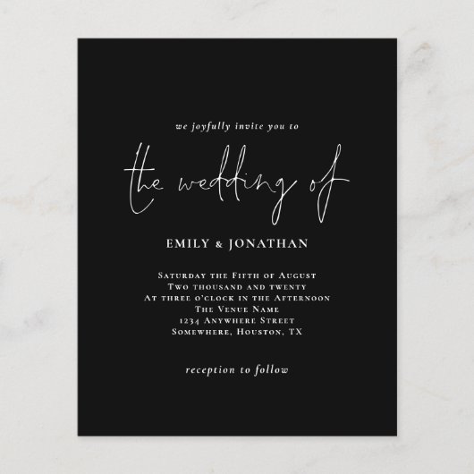 Value Simple White Black QR Code Hochzeit einladen Flyer (Vorne)