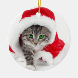 Valuegem Sankt Weihnachtskätzchen-Verzierung Keramikornament