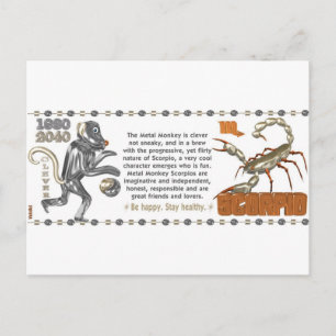 ValxArt Zodiac Scorpio Metal Affe 1980 1920 Postkarte