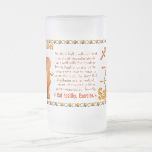 Valxarts hölzerner Stier Tierkreises geborener Mattglas Bierglas (Mittel)