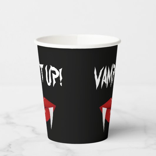 "VAMP IT AUF!" Vampire Fangs Halloween Pappbecher (Links)