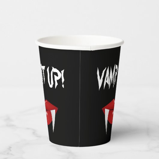 "VAMP IT AUF!" Vampire Fangs Halloween Pappbecher (Rechts)