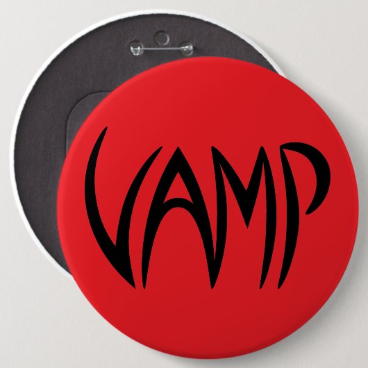 Vamp Text (rot/schwarz) Button (Vorne & Hinten)