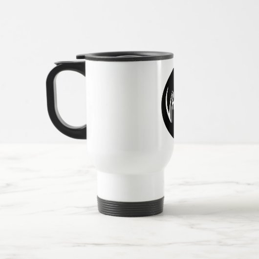 Vamp Text (schwarz/weiß) Reisebecher (Links)