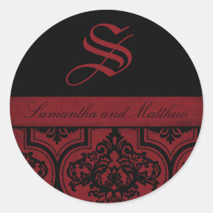 Vampir-Braut-Monogramm-Aufkleber C Runder Aufkleber