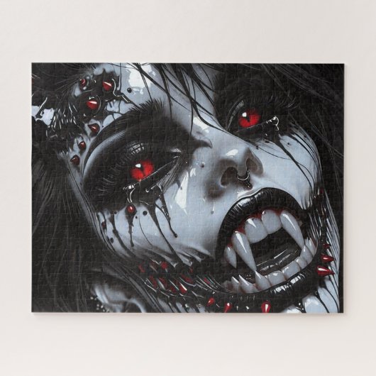 Vampir-Dämonen-Porträt – Gothic-Horror-Fantasy-Kun Puzzle (Horizontal)