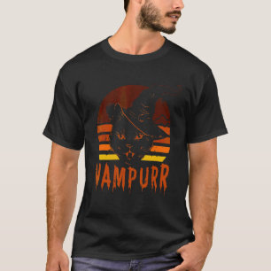 Vampir Dracula Katze Vampurr Retro Katzen Gesicht  T-Shirt