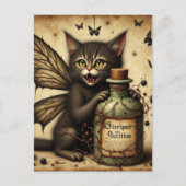 Vampir-Feenkätzchen und eine Giftflasche Postkarte (Vorderseite)
