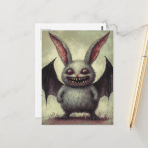 Vampir-Fledermaus-Kaninchen-Horror Postkarte