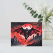 Vampir fliegt über ein verfluchtes Schloss Postkarte (Stehend Vorderseite)