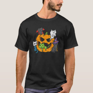 Vampir Geist Zombie Hexen Katzen In Kürbis Süß Ha T-Shirt