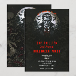 Vampir- & Gothic-Totenkopf-Halloween-Party Einladung