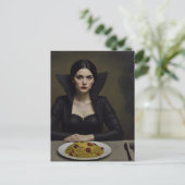 Vampir-Gräfin mit Spaghetti Postkarte (Stehend Vorderseite)