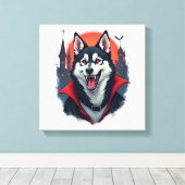 Vampir-Husky-Biss Leinwanddruck (Insitu (Holzboden))