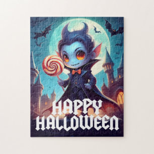 Vampir isst Süßigkeiten Frohes Halloween Puzzle