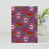Vampir isst Wassermelone Lila Summerween-Menü & Einladung (Stehend Vorderseite)