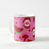 Vampir isst Wassermelone Summerween-Party Rosa Kaffeetasse (Vorderseite Links)