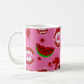 Vampir isst Wassermelone Summerween-Party Rosa Kaffeetasse (Links)