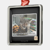 Vampir-Katzenlächeln Silbernes Ornament (Links)