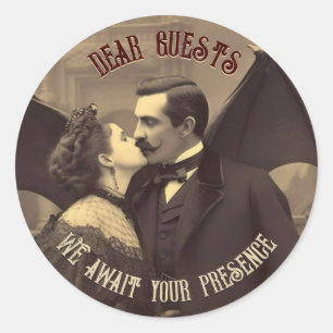 Vampir Kuss Vintage Dracula Küssen Halloween Runder Aufkleber