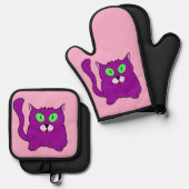 Vampir-Mew-Ofenhandschuh Ofenhandschuh & Topflappen-Set (Vorderseite/Rückseite)