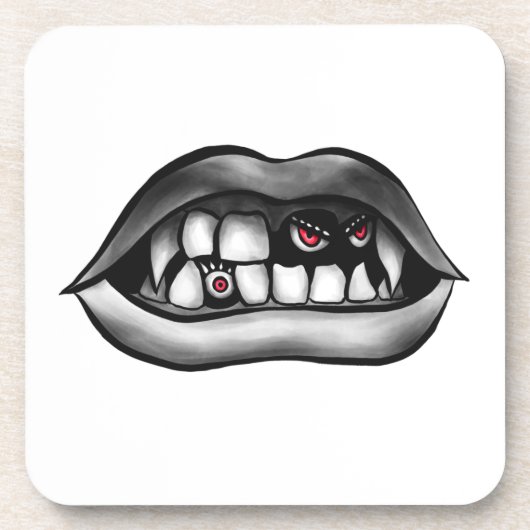 Vampir Mouth mit Fanggeräten und bösen Kreaturen Getränkeuntersetzer (Vorderseite)